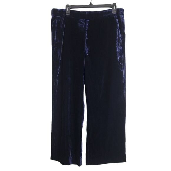 J Crew‎ Pull-On Velvet Peyton Pant Sz 14 Navy Blue Ankle Elastic Waist Career - Picture 4 of 10